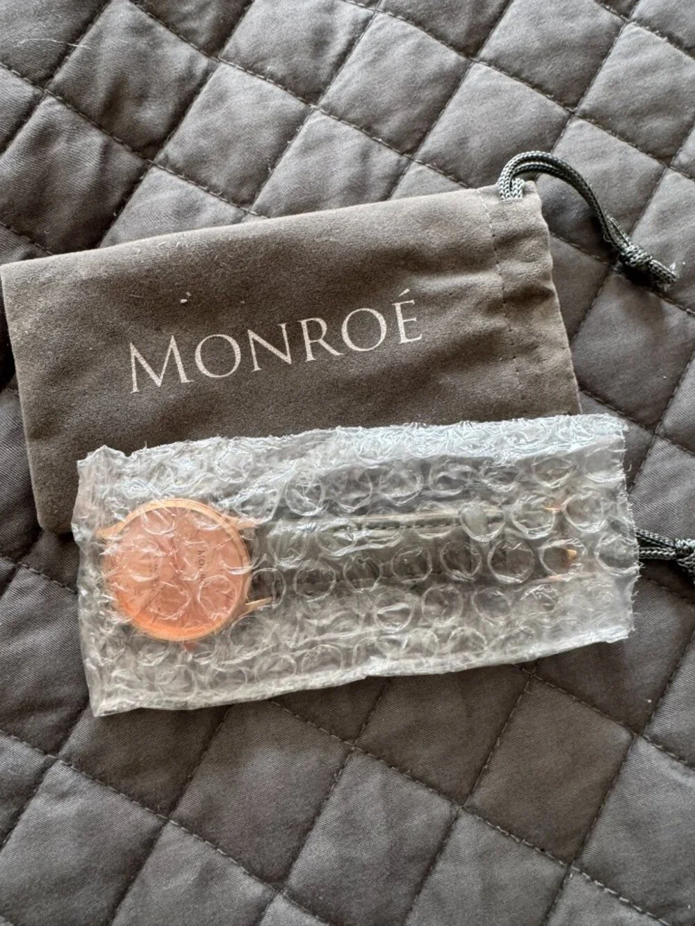 Monroe Solerose- Charcoal Leather Band and Rose Gold Watch